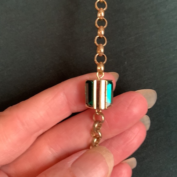 NWT Coldwater Creek Emerald Link Long Golden Necklace - Picture 4 of 8